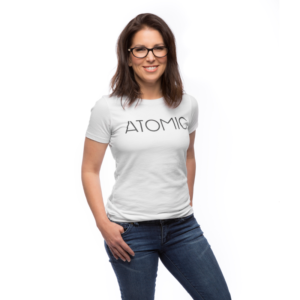 ATOMIC Women's Fitted White T-Shirt